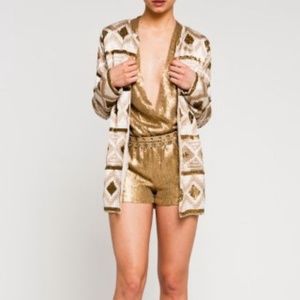 Haute Hippie Gold Sequin Onesie Golden Romper